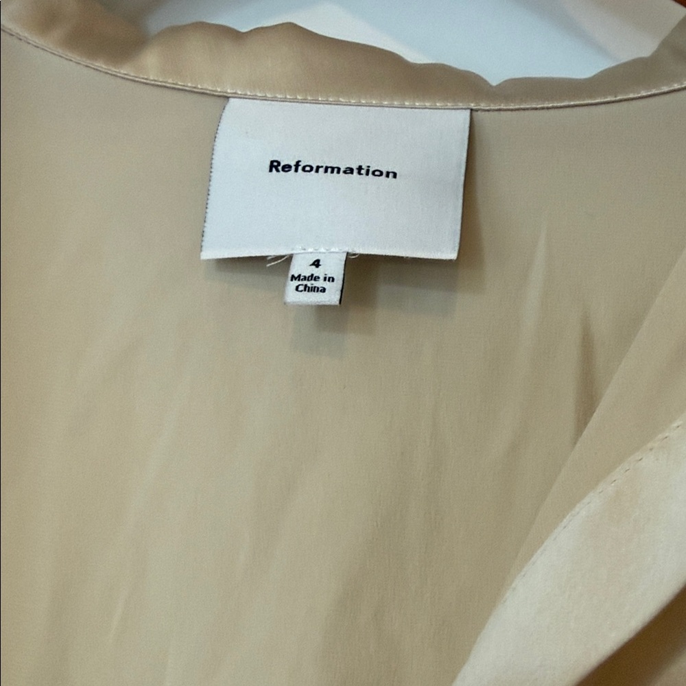 Reformation Silk Button-Up Blouse in Champagne - Picture 5 of 7